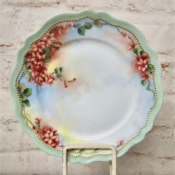 3 PC Royal Austria 8" Dessert Plates Gold Trim Purple Orange Floral Handpainted - Picture 4 of 7